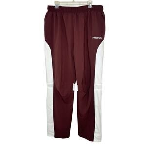 Reebok Women’s Maroon White Zip Ankle Warm Up Gym Pants Size 2XL NWT